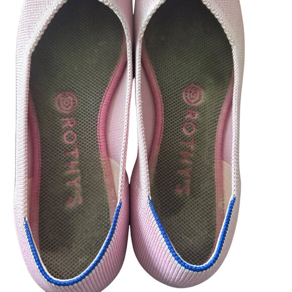 Rothys Women's W7 Pink Knit Flats With Blue Heel Accent - Picture 3 of 9